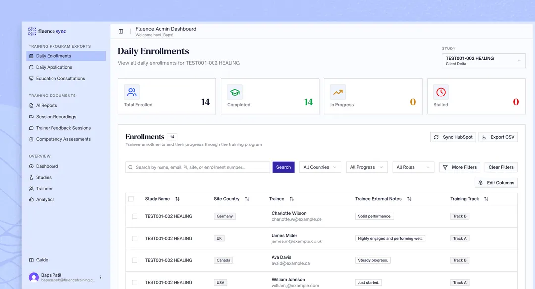 Fluence Sync, its live page