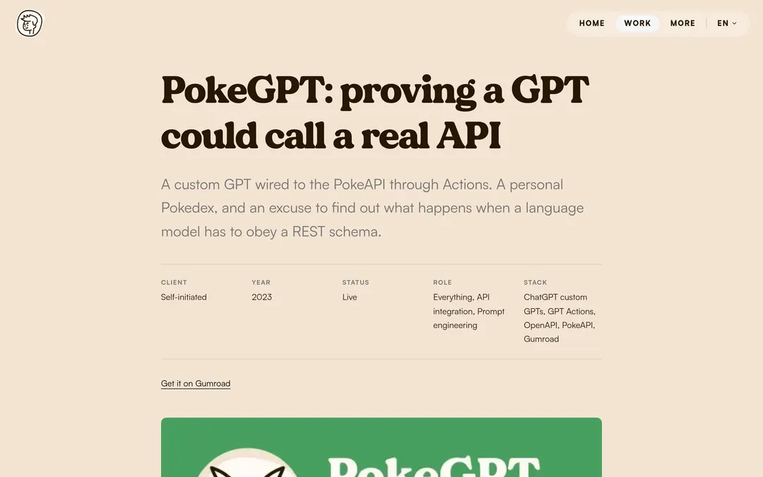PokeGPT, its live page